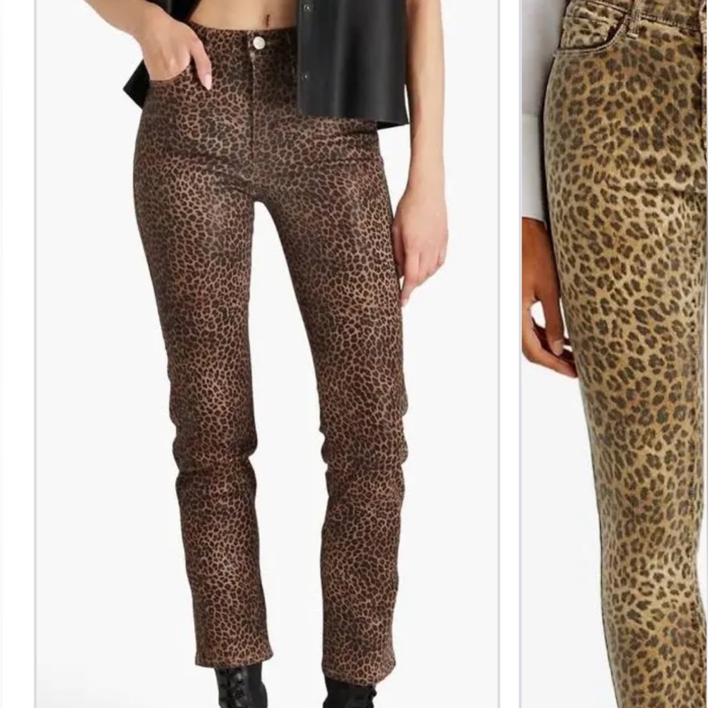 Frame Denim Leopard Print Skinny Jeans - Brown (Coated)
